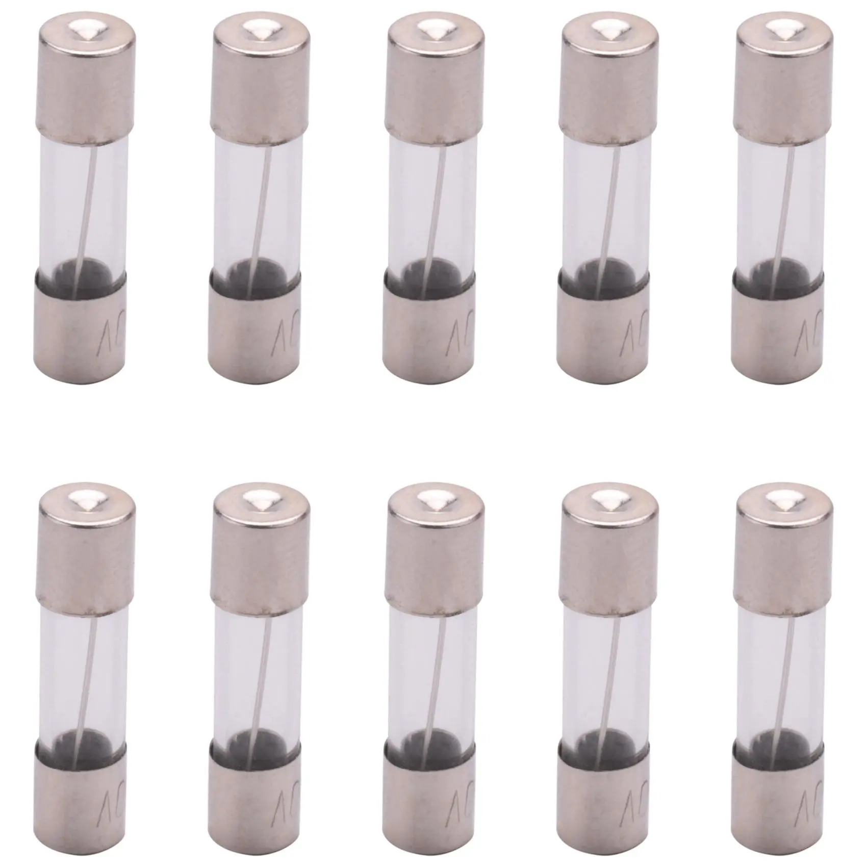 10pcs Tube-Shape Slow Blow Transparent Glass Tube Fuses (5x20mm), 250V 10A Safety Protection Device with Low Resistance Resistor for Overcurrent Load Circuits, Household & Commercial Appliance Use