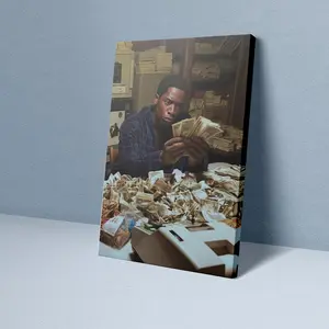 2D Flat, 2D Flat, 1pc, Framed, Anklin Saint Snowfall Money-Themed Canvas Wall Art. Ideal for Decorating Living Rooms And Bedrooms