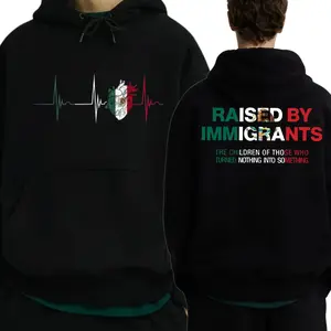 Raised By Immigrants 2 Sides Hoodie Cultural Identity Quote Sweatshirt Mexican American Pride Latino Heritage Empowerment Unisex Cotton Hoodie FGHR
