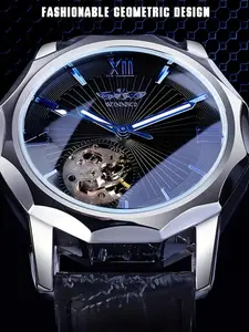 Men's Luxury Mechanical Wristwatch, Stylish Automatic Skeleton Watch, Business Fashion Watch for Business & Party, Casual Analog Dial with Buckle Closure, Fashionable Wristwatch, Fashionable Watches