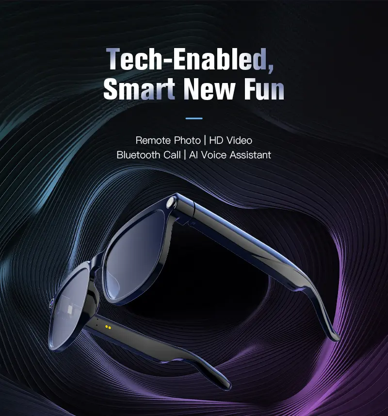 Classic Multifunctional Audio Smart Glasses with 8MP Camera, Photochromic UV Protection Lenses, Button-Touch Adjustment, Bluetooth-Wireless, WiFi, 160+ Languages Real-Time Translation, Hands-Free Recording, Batteries for Hiking Travel