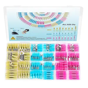 540PCS Heat Shrink Wire Connectors Kit, Waterproof Marine Grade Crimp Connectors, Tinned Copper Electrical Terminals, Butt Ring Fork Spade Hook, 22-10 AWG, 3 Colors