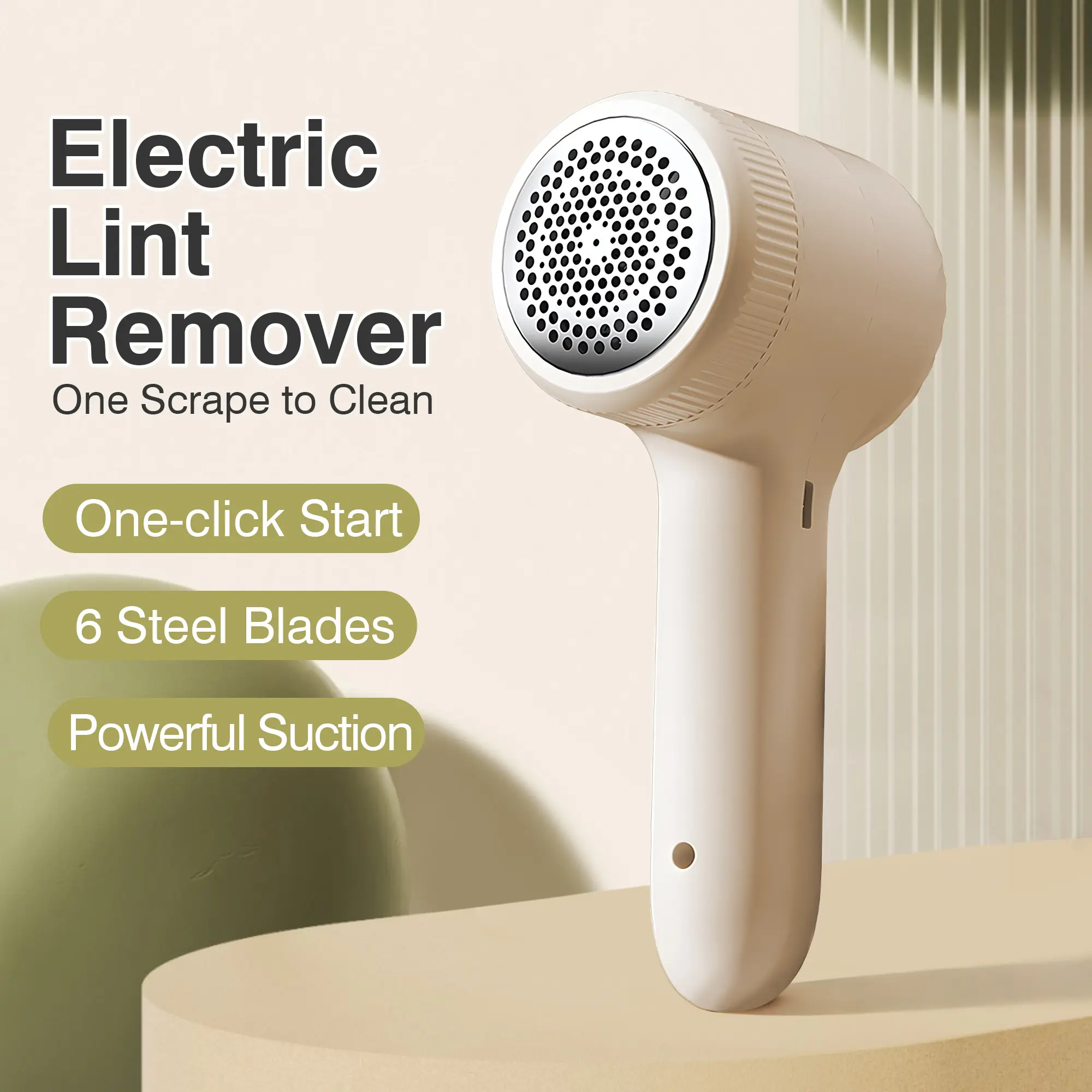 1-Count Rechargeable Household Fabric Shaver - Lint Shaver for Clothing, Compact Ergo Sweater Defuzzer, Efficient Versatile Trimmer for Clothes/Furniture, Home/Travel Sewing Tool Kit Accessory