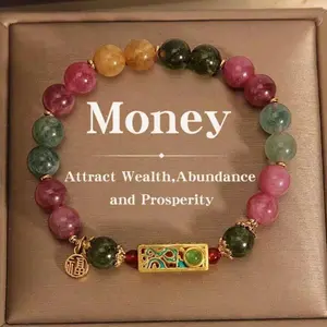 Tourmaline Bracelet Jewelry for Women Bohemian Style Design Symbolizing Wealth Fortune Elegant Colorful Bead Fashion Accessory