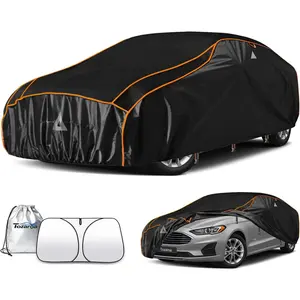 Hail Protector Car Cover for Sedan(Length:186"-203") + Gift Windshield Sunshade, Multi-Layered EVA Hail Proof Car Cover, Padded Car Hail Protector Blanket for Camry, Model 3, Accord, K5 etc.