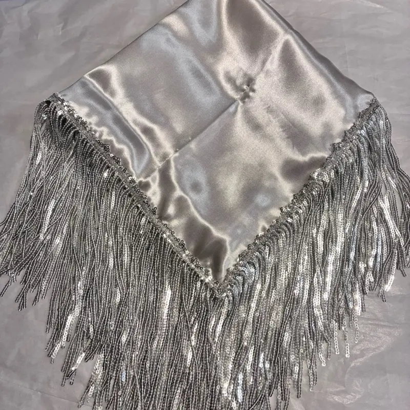 Silver Lap Scarf with Fringe detailing and Elegant Design