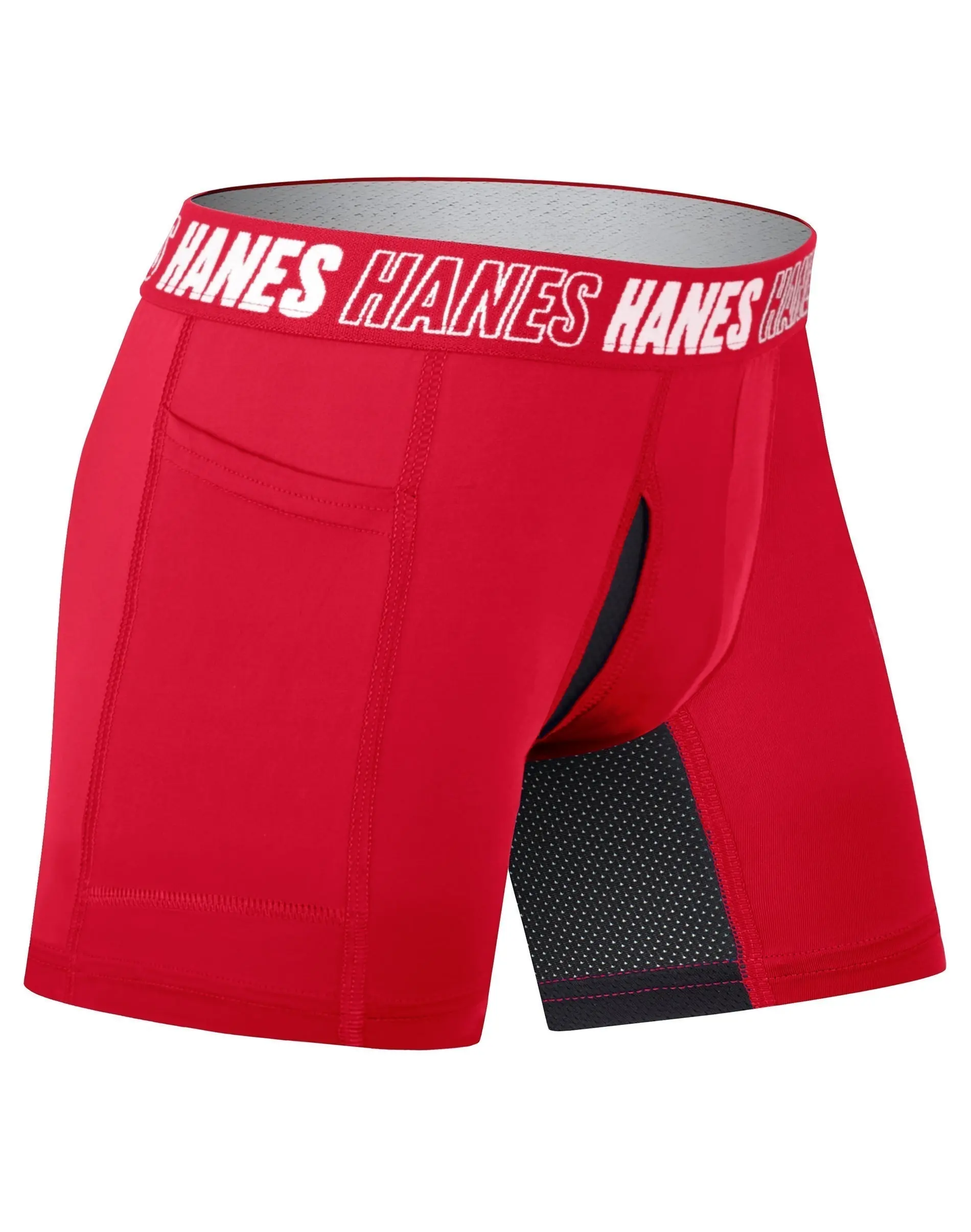 Hanes Moves Boys' Anti-Chafe Long Leg Boxer Brief Underwear, Assorted Colors, 6-Pack