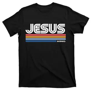 Retro Jesus King T-Shirt Cotton Menswear graphic design unisex cotton t-shirt