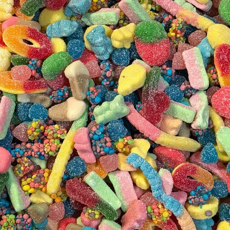 Candy Salad packed with a delicious variety of fruity sour gummies, this candy blend delivers a burst of flavor in every bite, trending snack
