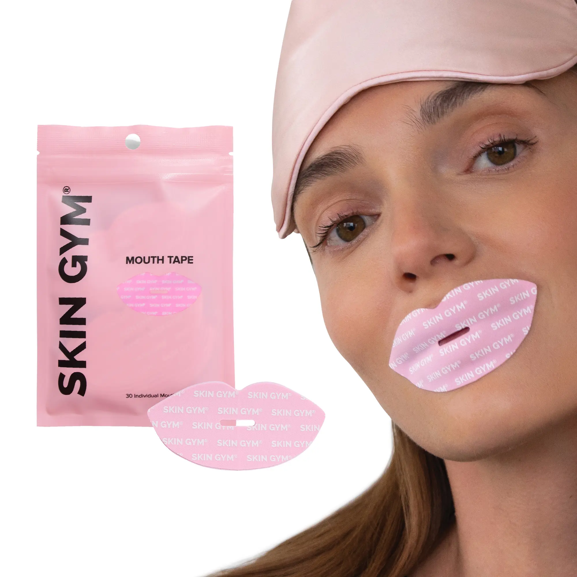 Skin Gym Mouth Tape for Sleep 30 Pack Skincare Waterproof Sleep and Snoring Mouth Tape Gentle Comfort Latex-Free Adhesive Kiss-Shaped Design