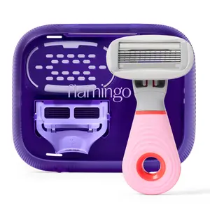 Flamingo Travel Razor Kit with 2 Cartridges: Original Blade for Body & Pubic Blade in Vented Travel Case for On-the-Go Shaving