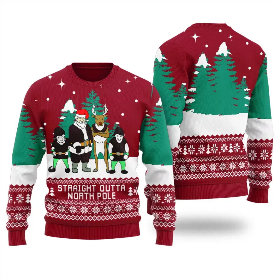 Funny Straight Outta North Pole Christmas Sweater – Ugly Xmas Pullover for Men & Women | Holiday Party Outfit & Funny Gift