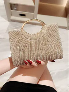 Mini Luxurious Sequined Rhinestone Evening Clutch Bag, Perfect for Parties Weddings Graduation Proms, Matches Holiday Dresses Formal Gowns, Handheld Bag Purse