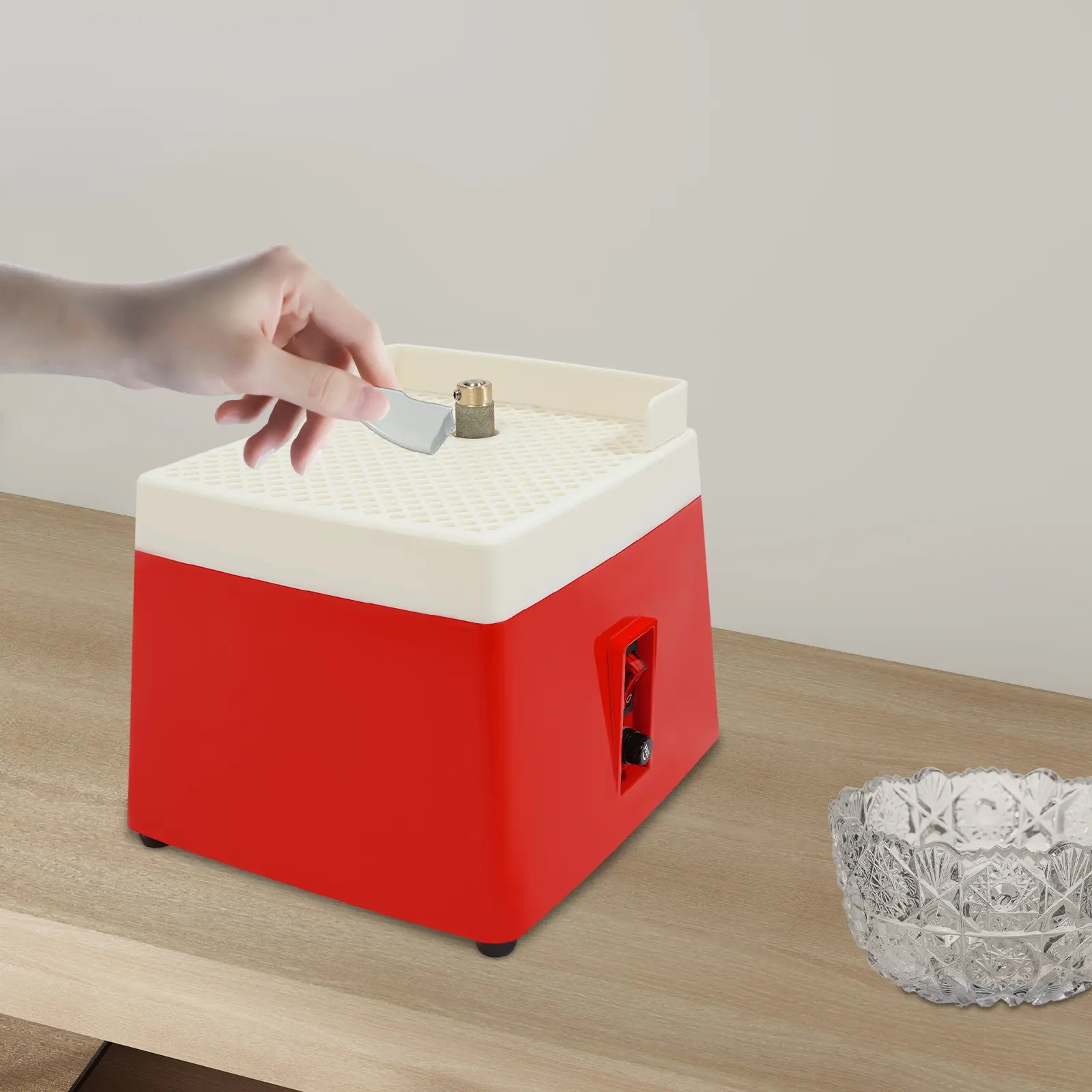 Handcraft Tool Grinder with Water Tank, 65w Power, ABS & Copper, Corded Motor - Single Unit for Glass, Jade, Ceramic Classroom Use, Tabletop Type
