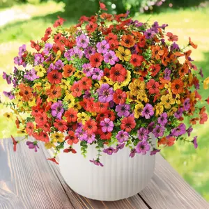 12 Bundles UV-Resistant Faux Daisy Flowers, Colorful Plastic Outdoor Fake Plants, Faux Flowers Shrub, Patio Porch Window Box Garden Planters, Spring Decor, DIY Flower Decor
