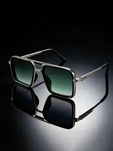 New Classic Retro Square Metal Double Bridge Oversized Trendy Sunglasses, Vintage Trendy Sunglasses, Metal Frame PC Lenses, Unisex Street Style, Lightweight, Face-slimming, Stylish Glasses