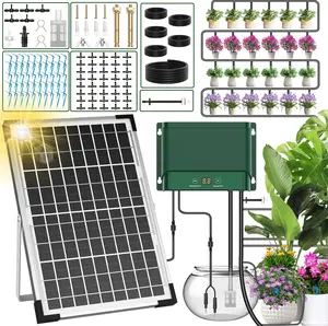 No Electricity Required Solar-Powered Drip Irrigation System with Scheduled Automatic Watering, Comes with Water Hose, Ideal for Raised Garden Beds & All Garden Accessories