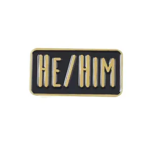 He / Him Pronouns Rectangle Enamel Pin