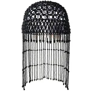 Handmade hollowed out headpiece performance pearl tassel hat