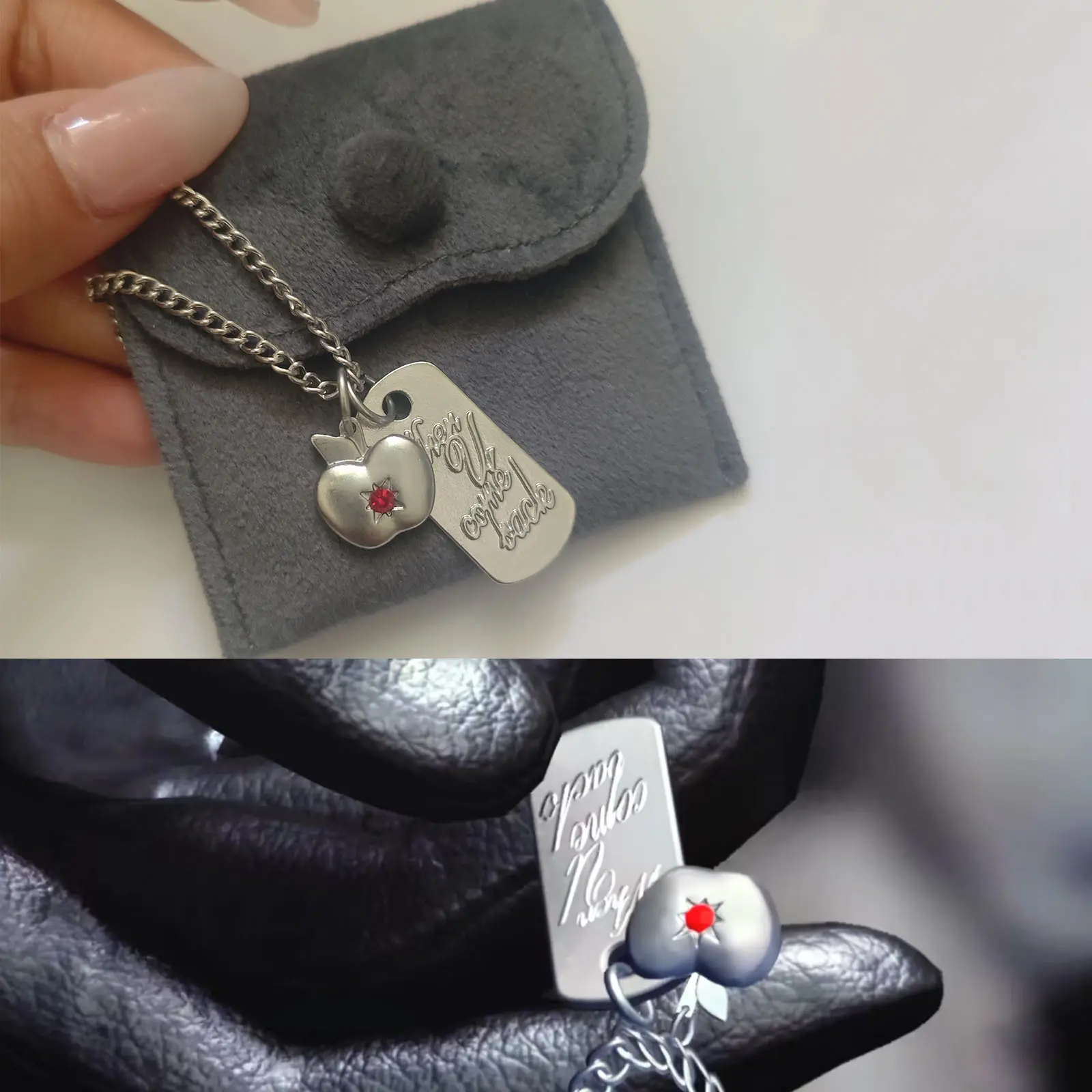 Love and Deepspace Caleb Same Style Stainless Steel Gothic Necklace - Dainty Heart Zirconia Pendant Jewelry, Role-Playing Props Accessory