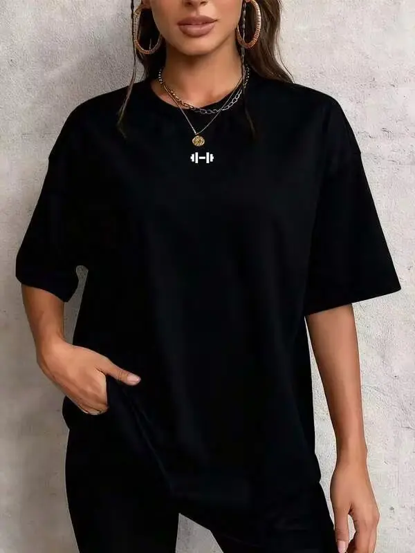 Women's Oversized Y2K Summer Loose-Fit Sports Round Neck Women's Running Fitness Top Quick-Dry Yoga Short Sleeve Outdoor Training-Shirt