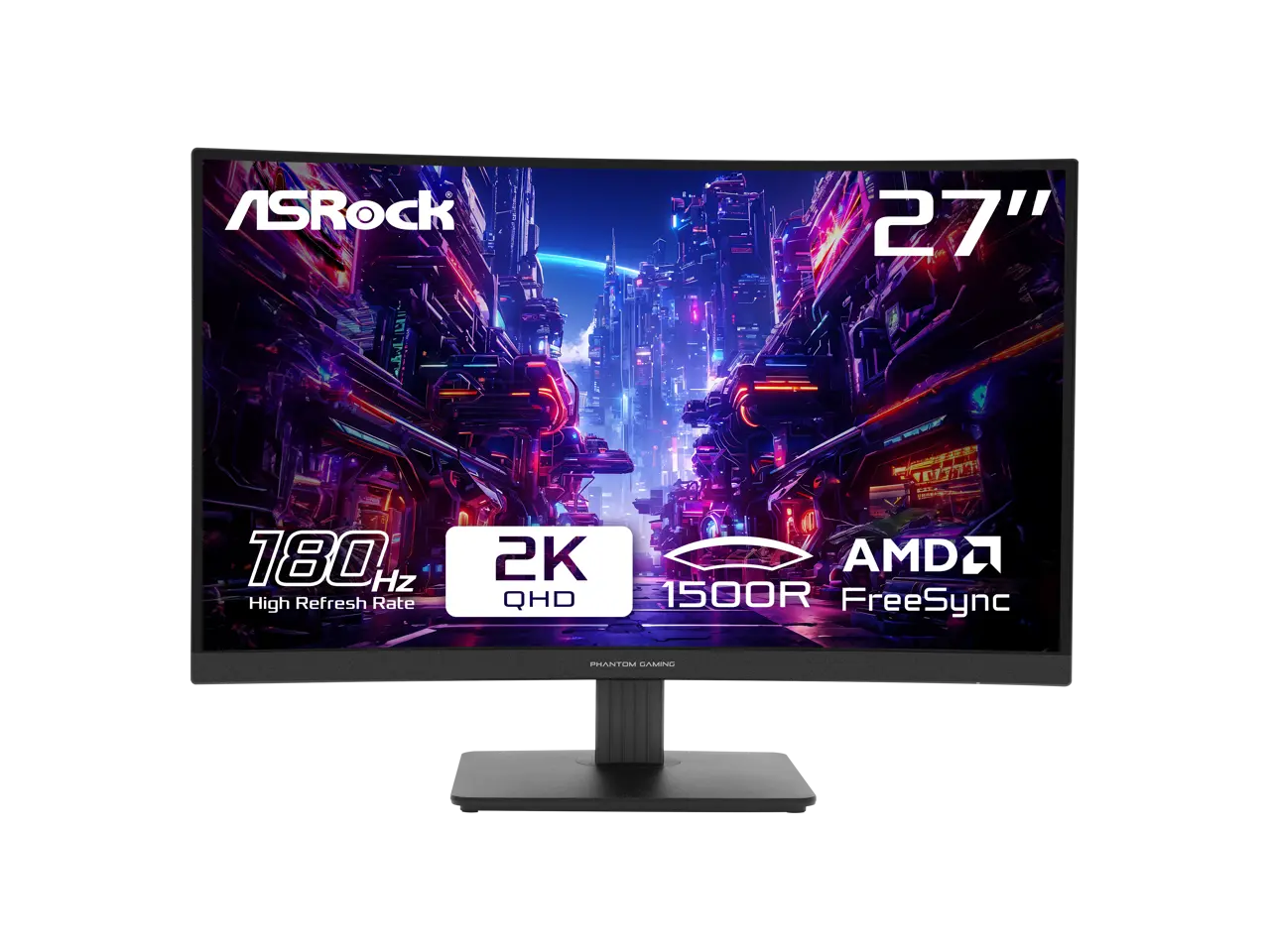 ASRock Phantom Gaming Monitor 27" 180 Hz VA QHD FreeSync (AMD Adaptive Sync) 95% DCI-P3 / 132% sRGB PG27QRT1B ASRock Phantom Gaming Monitor 27" 180 Hz VA QHD FreeSync (AMD Adaptive Sync) 95% DCI-P3 / 132% sRGB PG27QRT1B
