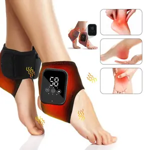 1/2 PCS Black/Grey electric foot heat therapy massager, portable heated vibrating ankle support, heated ankle brace, 3 heat settings + 3 vibration settings, timer and touchscreen functions, suitable for both left and right feet, Portable Pain Relief