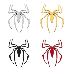 3D Spider Metal Car Sticker, 4 Pcs Chrome Emblems Badges Car Sticker for Universal Car Vehicle, Truck, Motorcycle, RV, Scooter, SUV, Door