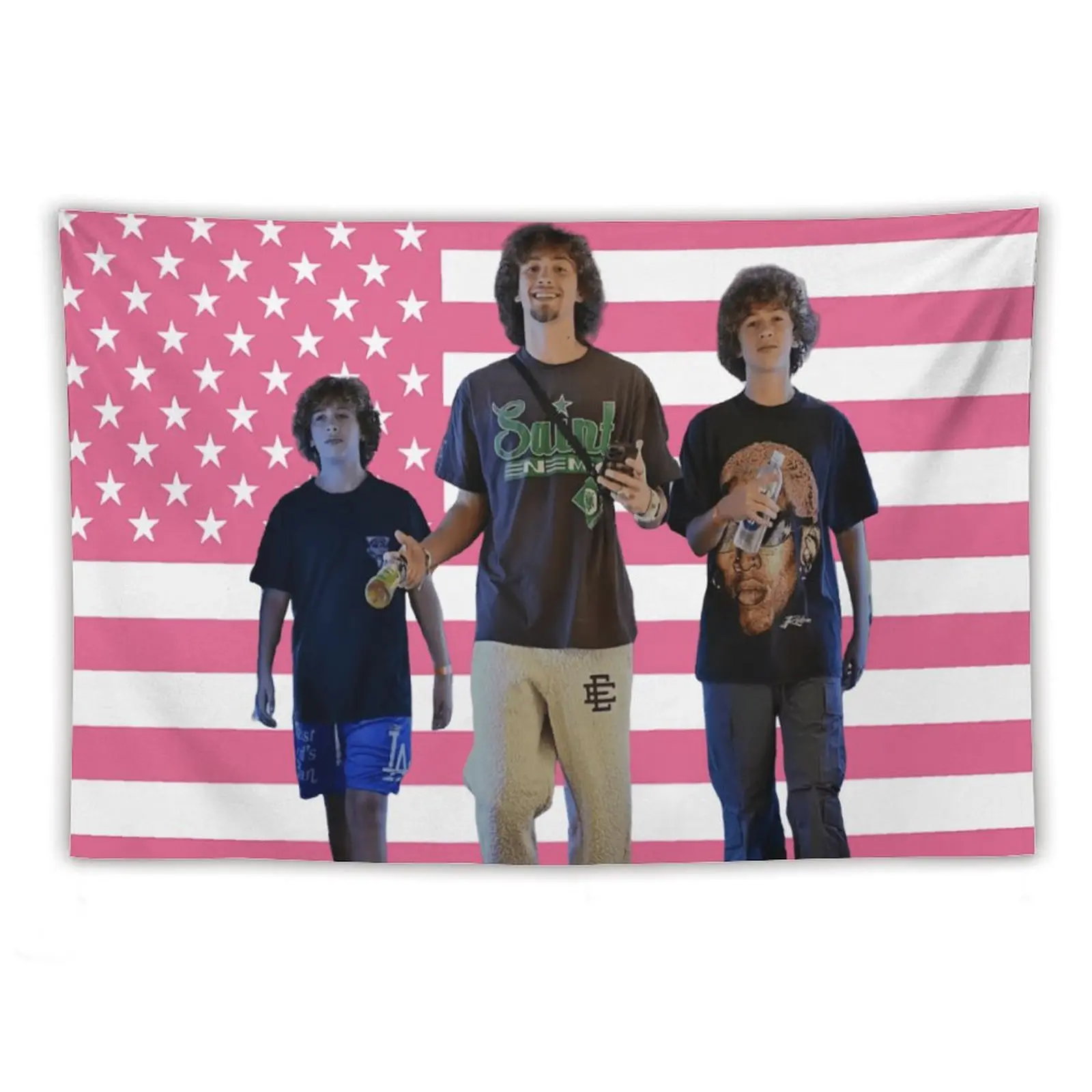 Nelson Neumann Celebrity Print Linen-Cotton Lightweight Rectangular Tapestry - 40x30in Multi-Size Decorative Blush Pink American Flag Wall Hanging, Strong Watercolor Funny Aesthetic Indoor Decoration for Dorm Bedrooms, Glam Home Supply, Watercolour