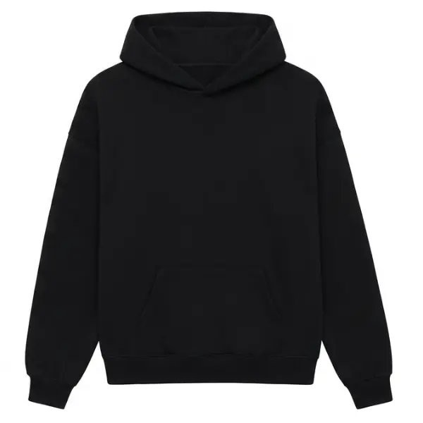 Oversized Lightweight Black Hoodie Streetwear Vintage Plain Blank Pullover Sweatshirt Casual Men Women Y2K