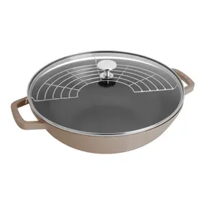 Staub Cast Iron 12-inch Perfect Pan - 4.5-quart, Versatile for Frying Sautéing & Simmering, Durable Cast Iron, Glass Lid, Oven Safe to 500°F