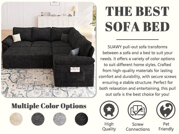 【3-4 Packages】108 Inch Sectional Sleeper Sofa with Pull Out Bed, U Shaped 5/7 Seat Modular Sectional Sofa with Storage, Sectional Couches for Living Room, Cloud Modular Couch, Removable Sofa Cover#daybed