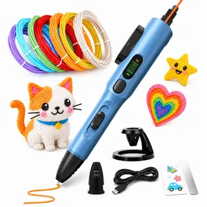 3D Printing Drawing Pen Set - LCD Screen Multi-Mode 3D Printing Supply, 12M PLA Refills, Finger Protectors, Sketchbook, Base, Ideal for Youngsters' Art, Perfect Birthday/Christmas Gift