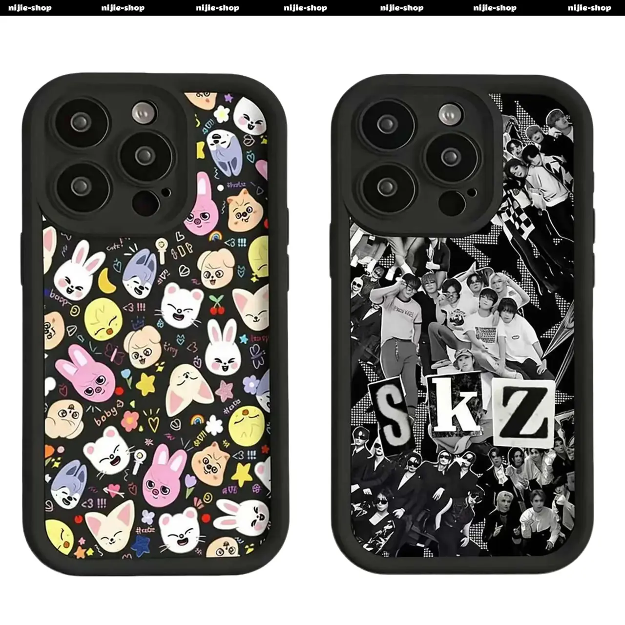 Fashion Strays Super Cute Youngsters Mobile Phone Case for iPhone 17 16 15 14 13 12 11 Pro Max Mini XR XS X 7 Plus 16E 17E & Samsung Galaxy S25 Ultra S24 S23 S22 S21 Plus Anti-Fall Soft TPU Black background Cover, Durable
