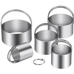 5 Pieces Cookie Cutters Round Cutters Stainless Steel Biscuit Cutter with Handle in Graduated Sizes Round Shape Molds for Baking Pastry Doughnut