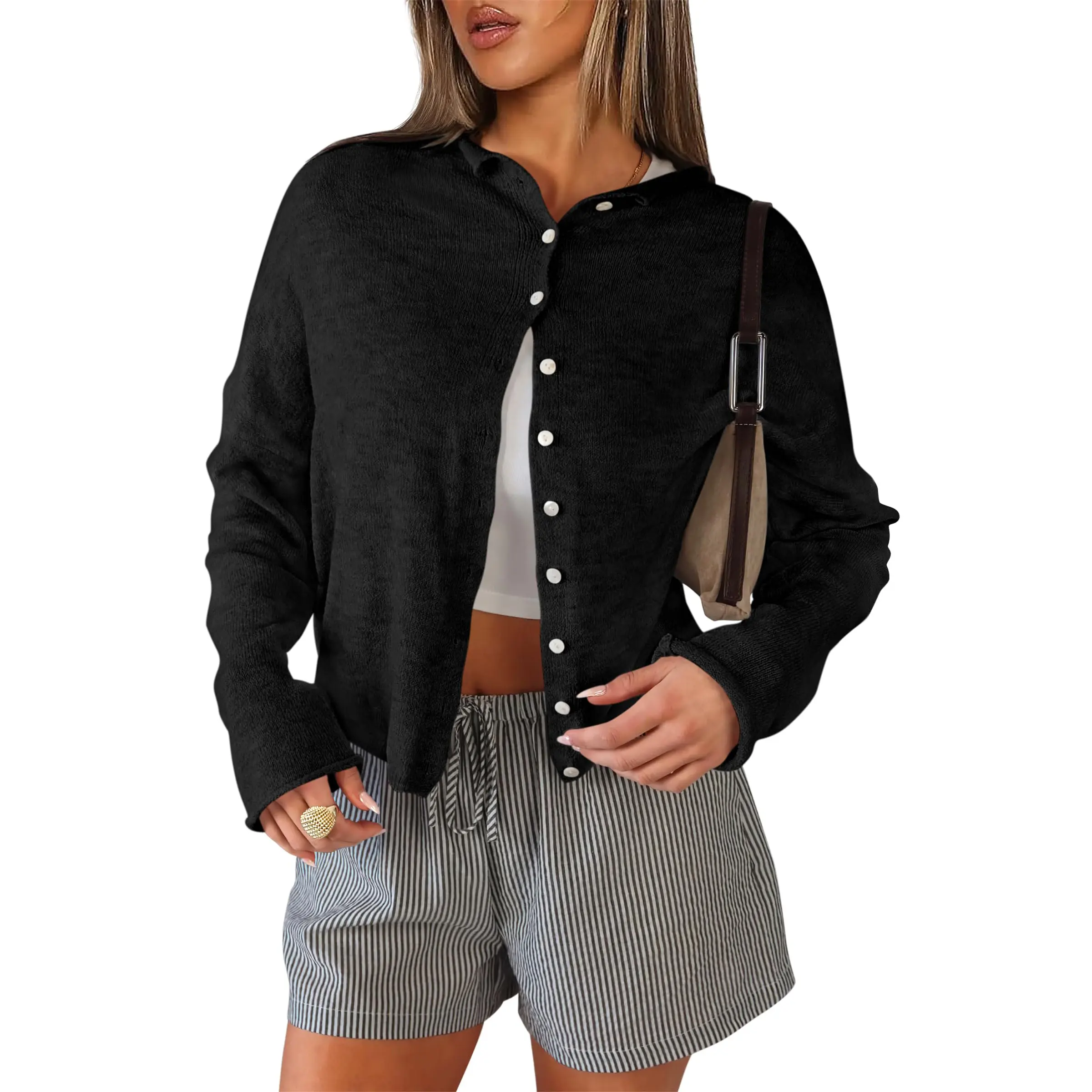 ANRABESS Cardigan Sweaters for Women Lightweight Button Down Long Sleeve Soft Y2k Trendy Casual 2026 Fall Fashion Fit Elegant
