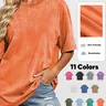 Holafish Women's Acid Wash Cotton Half-Short Sleeve Casual Loose Hip Fashion T-Shirt, Men's Basic Loose Fit Garments Pullover (Pairs with Jeans)
