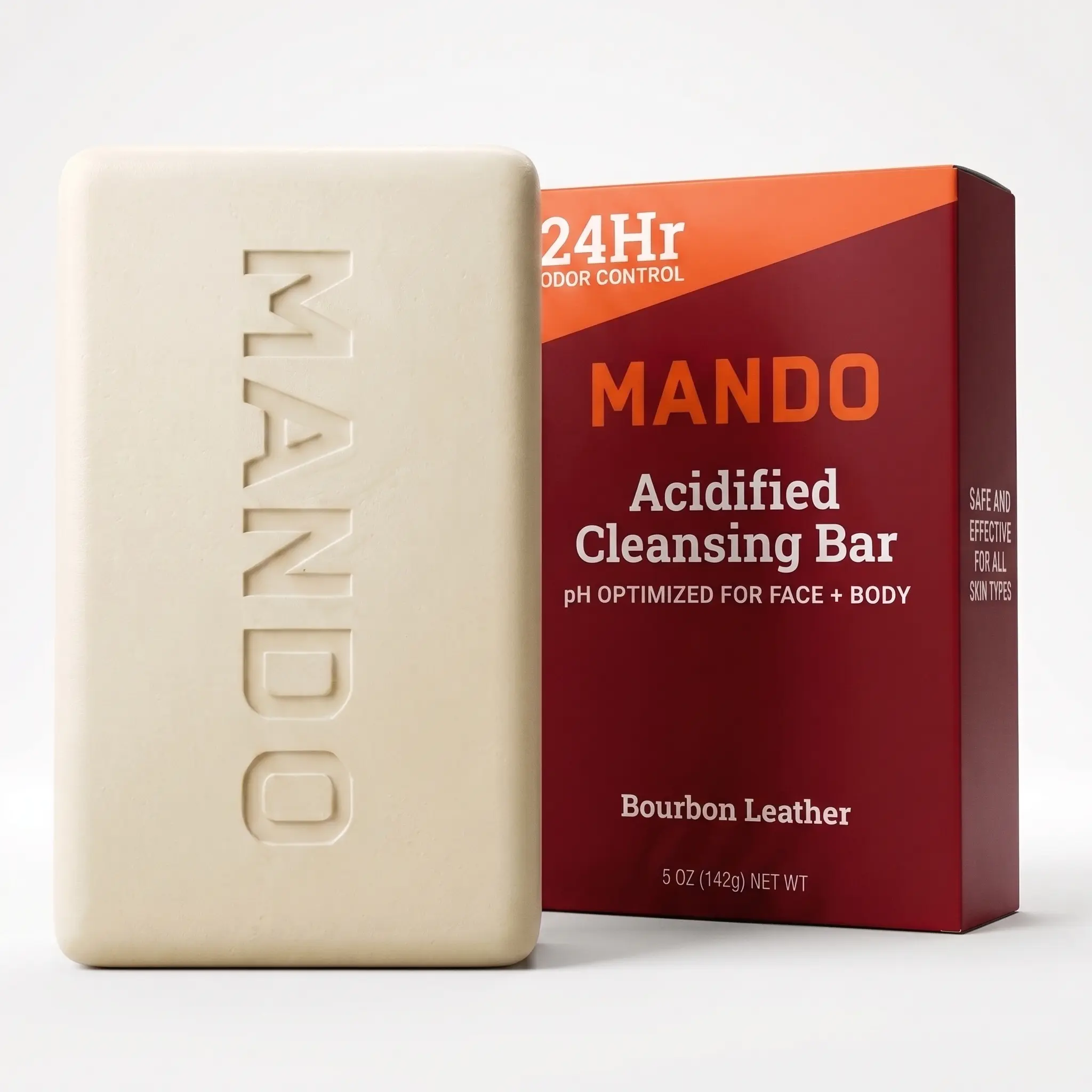 MANDO Acidified Cleansing Bar for Men - 4-in-1 Cleansing Bar for Facial & Body Skincare, Ph-Optimized for All Skin Types