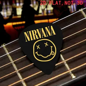 8-Pack Nirvana Band Logo Guitar Picks, Instrument Accessories, Fun Smiley Design, Perfect for Bass, Harp, Four-String Instruments, Easter & Mother's Day Gift