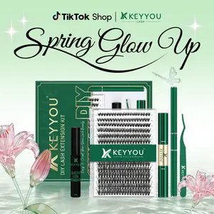 KEYYOU DIY Lash Clusters Kit Individual Lashes 40D 0.07D Curl 9-18MIX 300pcs Lash Extension Kit Waterproof Eyelash Extension Cosmetic TikTok Shop SpringGlowUp
