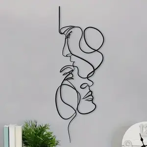 Abstract Face Line Art Wall Decor, Artistic Metal Wall Art, Modern Abstract Design Wall Decor for Home Living Room Bedroom Office, Home Decor, Poster