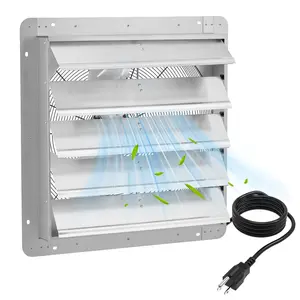 Garvee 24" Wall Mounted Shutter Exhaust Fan with 5 ft Power Cord, 3500 CFM Airflow, 1500 RPM Motor, Auto Shutters, Quiet and Powerful Ventilation Ideal for Garage, Attic, Greenhouse, Shed