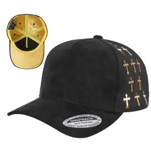 5 Panel Crown Structured Adjustable Snapback Hat with Cross Embroidery Fits Most Head Sizes Secure Easy to Customize
