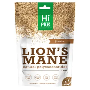 HiPlus Organic Lion’s Mane Mushroom Supplement Powder | Natural Superfood to Support Brain Function, Energy and lmmune Health | Non-GMO,Vegan, No Additives | 16 oz