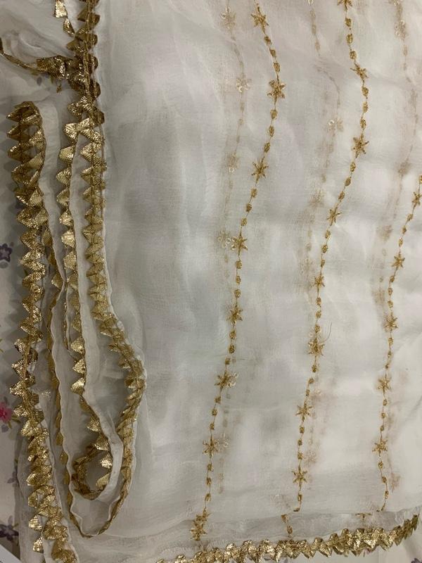 White chiffon and net dupatta or scarf  for women plain fashion
