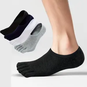 4 pairs of men's five finger socks, low cut boat socks, moisture wicking, suitable for leisure and outdoor sports
