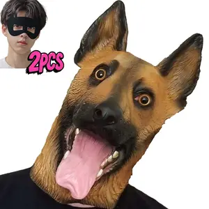 Cute Husky Latex Animal Mask，Animal dog headgear+free gift，2pcs  cosplay Party Prop  Halloween Mask