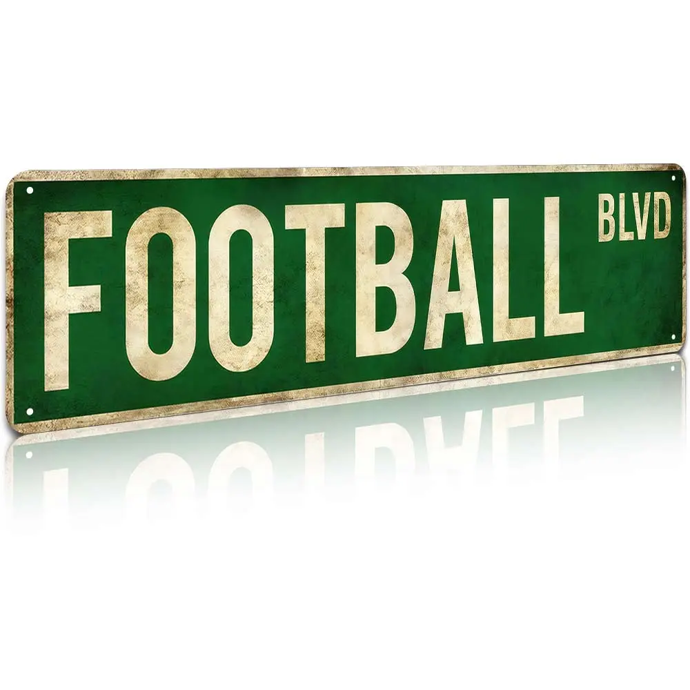 Football Party Decorations Accessories Gifts for Boys 8-12 Football Stuff Wall Decor for Men Room Football Room Gear Teen Boys Birthday Christmas Vintage Wall Sign 16x4in Rectangle Design Aluminium