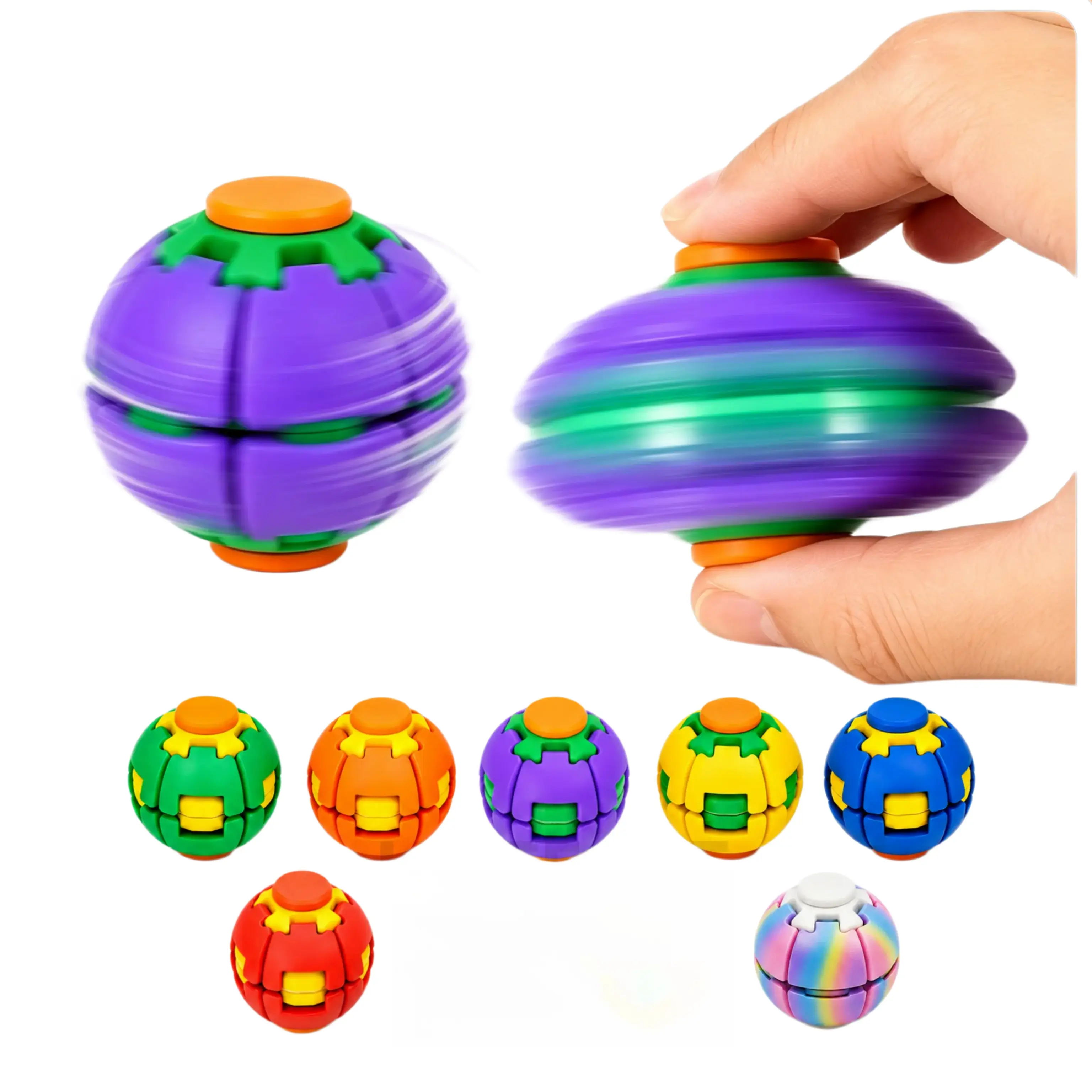3D Printed Fidget Ball Toy, Smooth Spinning Fingertip Gyro Sensory Stress Relief Toy, Quiet Desk Gadget for Focus and Relaxation, Portable Handheld Fidget for birthday gift,Fun toys