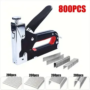 1 Piece 4 in 1 Manual Stapler with 800 Staples, Durable Heavy Duty Adjustable Staple Gun Tool for DIY Home Decor, Furniture, Interior Decoration & Repair